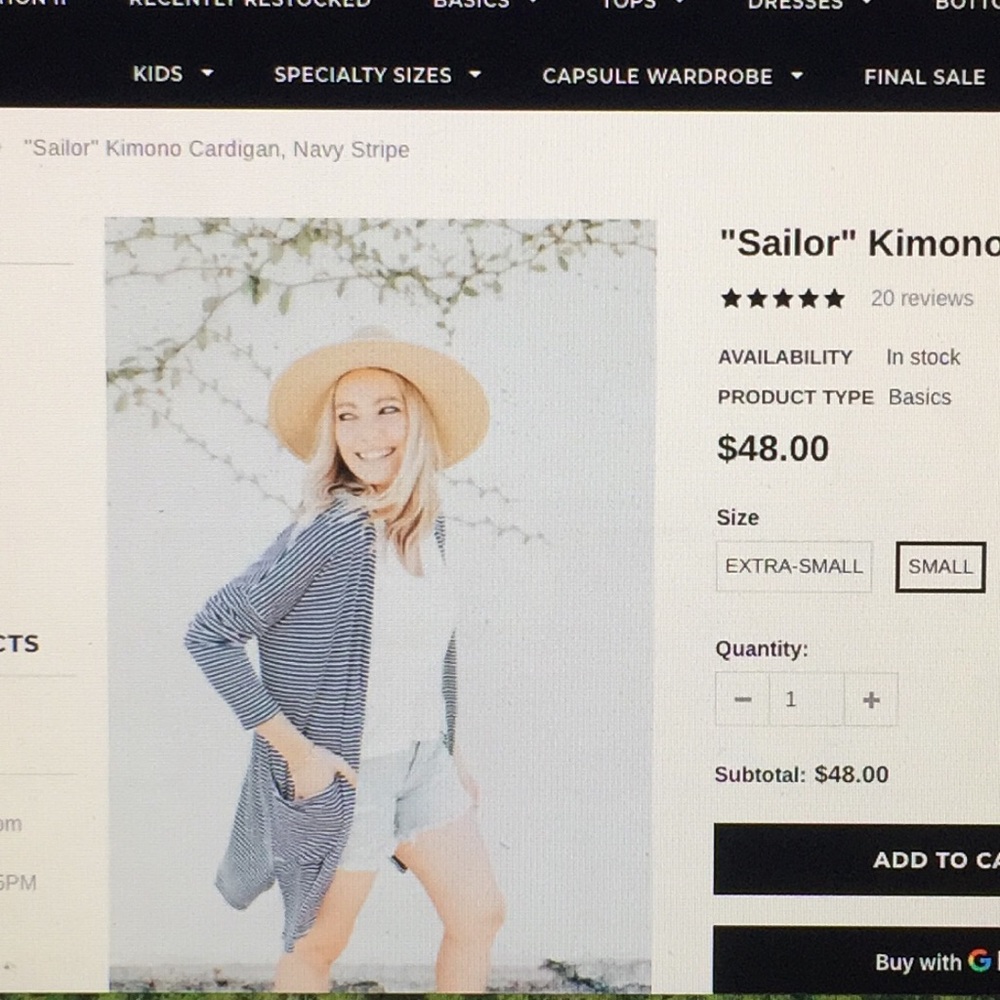 CJLA Navy Stripe “Sailor” Cardigan size Small